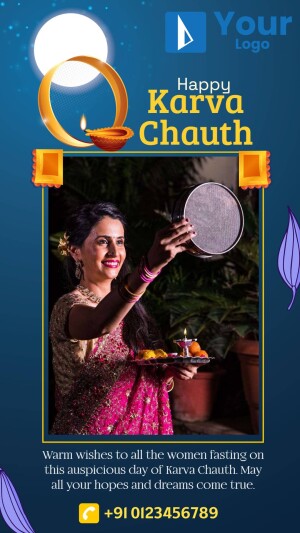 Happy Karva Chauth Greetings Promotional Banner For Threads