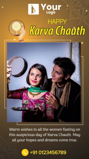 Happy Karva Chauth Wishes Marketing Image For WhatsApp