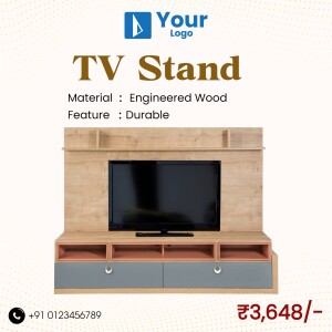 Modern TV stand made of engineered wood with storage