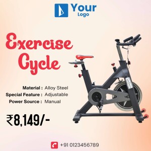 Image of an exercise cycle with price and specifications