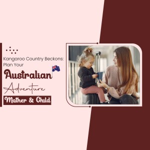 Mother and child planning an Australian vacation using a tablet.