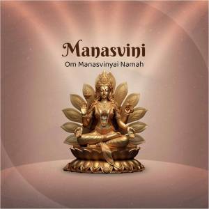 Golden statue of Goddess Manasvini seated on a lotus flower