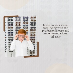 A person trying on glasses in front of a display of various eyewear.
