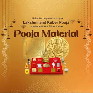 Lakshmi & Kuber Pooja Material Creative Design For WhatsApp