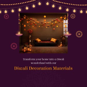 A cozy living room decorated for Diwali with lights, lanterns, and traditional decorations.