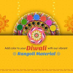 Colorful Rangoli design with Diwali promotion text