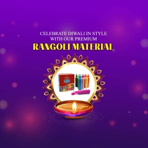 Diwali Rangoli Material with Diya and Decorative Background