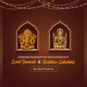 Diwali greeting with images of Lord Ganesha and Goddess Lakshmi