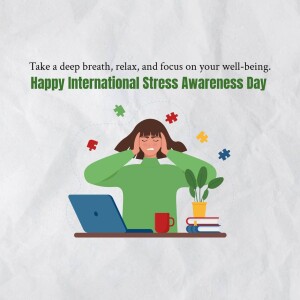 Illustration of a person overwhelmed with work, representing stress.