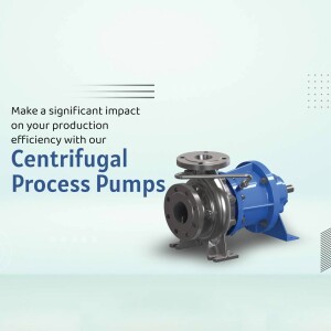 Image of a blue centrifugal process pump used in industrial applications.