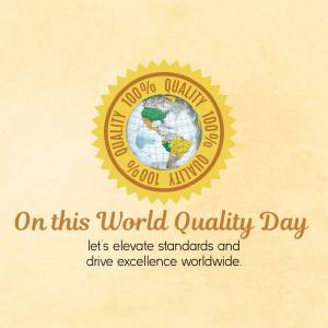 Image depicting a globe within a quality seal with text celebrating World Quality Day.