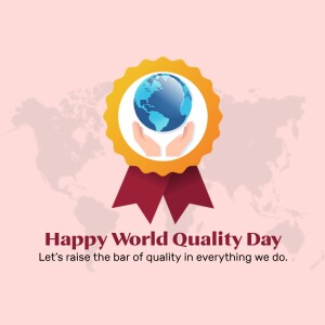 World Quality Day illustration with globe and ribbon