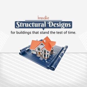 Architectural model of a house on blueprints with the text 'Structural Designs for buildings that stand the test of time.'