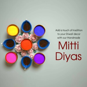 Colorful Mitti Diyas For Diwali Advertisement For LinkedIn