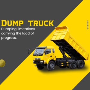 Yellow dump truck with its bed raised, showcasing its dumping capabilities.