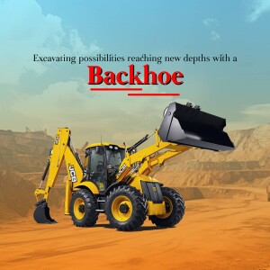 Yellow and black JCB backhoe excavator in a quarry