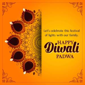 Diwali Padwa celebration with diya lamps and decorative mandala