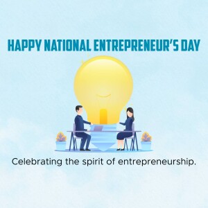 Illustration of people brainstorming with a lightbulb above them for National Entrepreneur's Day