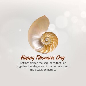 Nautilus shell illustration with text celebrating Fibonacci Day