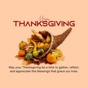 Cornucopia with fruits and vegetables for Thanksgiving