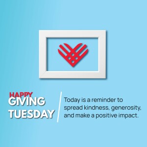 Red heart symbol in a white frame with 'Happy Giving Tuesday' text.