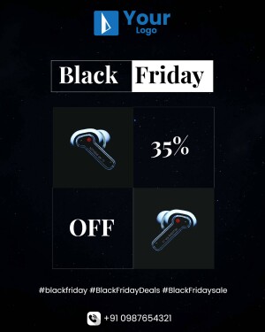 Black Friday promotion for wireless earbuds with a 35% discount.