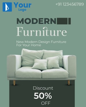 Advertisement for modern furniture with a 50% discount