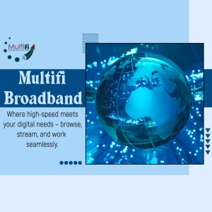 Image of a globe with data streams representing Multifi Broadband's high-speed internet service.