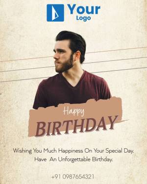 Birthday greeting card featuring a man and a birthday message.