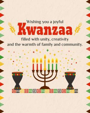 Kwanzaa greeting card with Kinara and drums