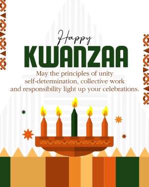Kwanzaa greeting card with lit candles and text
