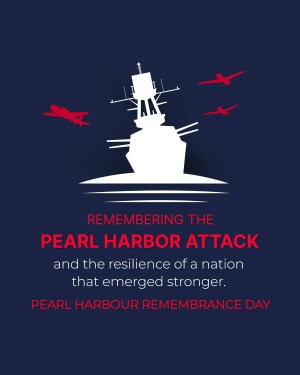Silhouette of a battleship with airplanes flying overhead, commemorating Pearl Harbor.