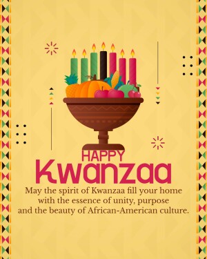 Kwanzaa celebration with kinara, fruits, and vegetables