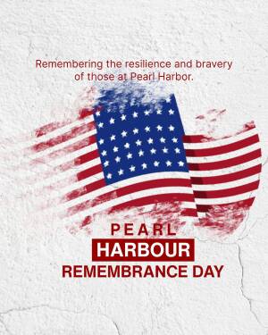 Image commemorating Pearl Harbor Remembrance Day with an American flag and text.