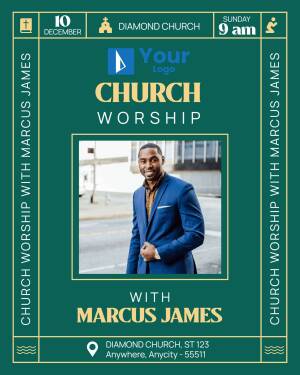 Church event poster featuring Marcus James