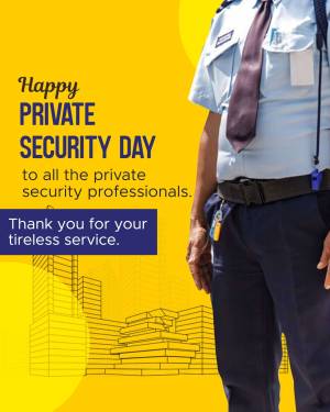 Image celebrating Private Security Day with a security guard and text.