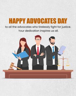 Illustration of lawyers celebrating Advocates Day with a message of appreciation.