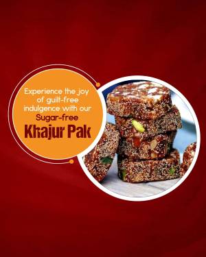 Stack of Sugar-Free Khajur Pak with promotional text