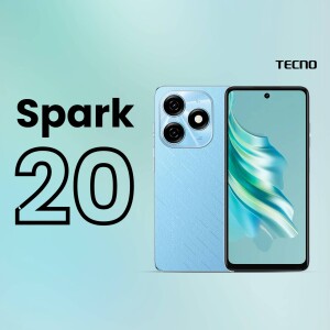 Tecno Spark 20 smartphone in light blue color