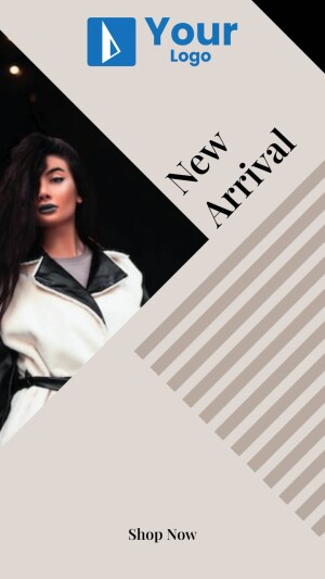 Woman in a white coat promoting a new fashion arrival
