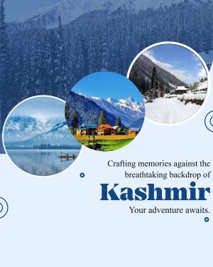 Collage of scenic views of Kashmir with text 'Kashmir - Your adventure awaits'