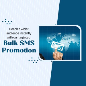 Image depicting Bulk SMS promotion with a hand interacting with a digital network of messages.