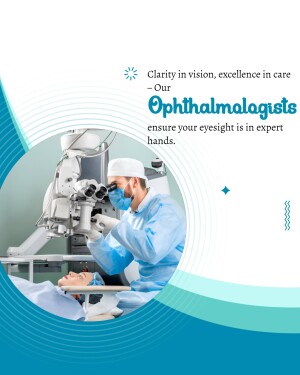 Ophthalmologist examining a patient's eye with specialized equipment.