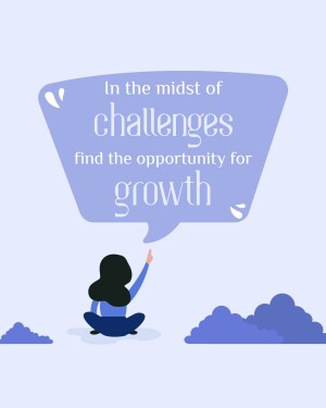 Illustration of a woman reaching for a speech bubble with motivational text.