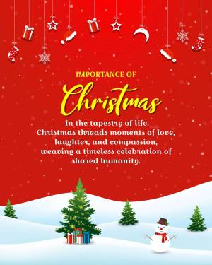Christmas themed graphic with text and winter scene