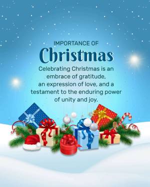 Christmas gifts and decorations with text 'Importance of Christmas'