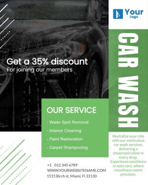 Flyer advertising a 35% discount on car wash membership