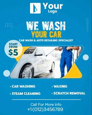 Advertisement for car wash and auto detailing services starting from $5.
