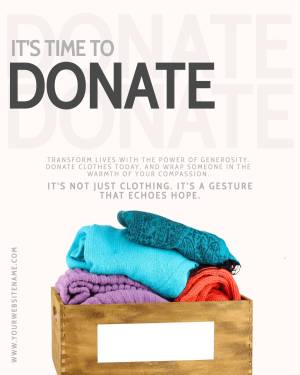 Image of a donation box filled with folded clothes, promoting charitable giving.