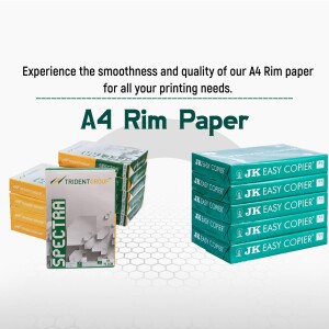 Stacks of JK Easy Copier A4 Rim Paper and Spectra paper